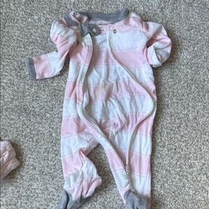 Pink and White Striped Kids One Piece